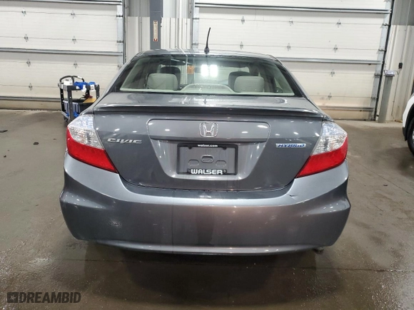 2012 Honda Civic Hybrid with VIN JHMFB4F31CS001372, listed as a Copart auction lot 48502225 with NaN miles and Salvage Title. Bid and sale history available at carsss.com. Image 6.