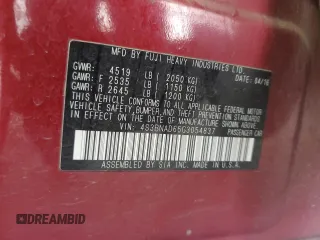 2016 Subaru Legacy Premium with VIN 4S3BNAD65G3054837, listed as a Copart auction lot 57000325 with 126,299 mi miles and Salvage title. Bid and sale history available at DreamBid. Image 13.