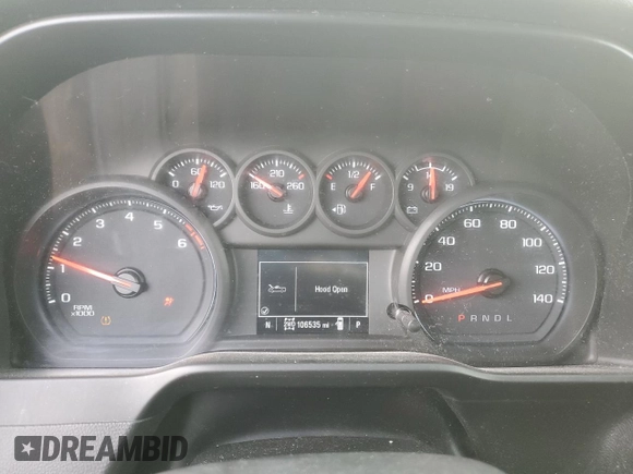 2021 Chevrolet Silverado 1500 Custom with VIN 1GCPYBEH8MZ116002, listed as a Copart auction lot 46158675 with 106,535 mi miles and Salvage Title. Bid and sale history available at DreamBid. Image 9.