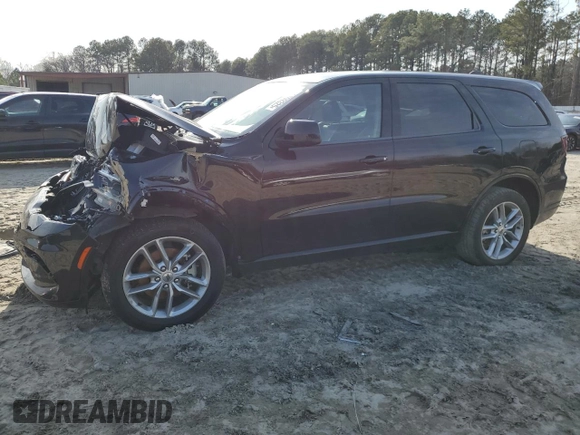 2022 Dodge Durango GT Plus with VIN 1C4RDJDG0NC219345, listed as a Copart auction lot 45709325 with 57,736 mi miles and Salvage Title. Bid and sale history available at DreamBid. Image 1.