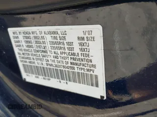 2007 Honda Odyssey LX с VIN 5FNRL382X7B042550, выставлен на аукционе IAAI как лот 42130769 с пробегом 257 480 миль миль и . История ставок и продаж доступна на DreamBid. Изображение 9.