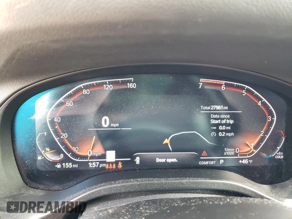 2022 BMW X3 xDrive30i with VIN 5UX53DP07N9K59614, listed as a Copart auction lot 45942415 with 27,961 mi miles and Salvage Title. Bid and sale history available at DreamBid. Image 9.