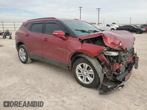 2021 Chevrolet Blazer LT with VIN 3GNKBCRS5MS566489, listed as a Copart auction lot 56682585 with 42,092 mi miles and Salvage title. Bid and sale history available at DreamBid. Image 4.