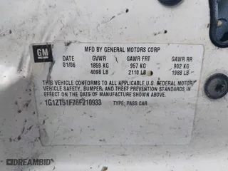 2006 Chevrolet Malibu LT w/0LT with VIN 1G1ZT51F76F210933, listed as a IAAI auction lot 41931641 with 195,079 mi miles. Bid and sale history available at carsss.com. Image 9.