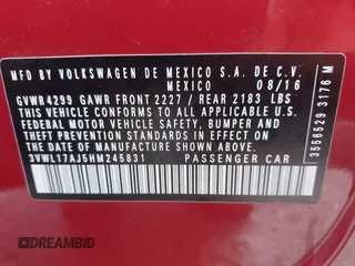 2017 Volkswagen Jetta SEL z VIN 3VWL17AJ5HM245831, wystawiony jako IAAI lot #41128163 z przebiegiem 149 248 mil mil oraz . Historia ofert i sprzedaży dostępna na DreamBid. Obrazek 9.
