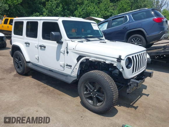 2021 Jeep Wrangler Unlimited Sahara with VIN 1C4HJXEN1MW618508, listed as a IAAI auction lot 42639515 with 39,747 mi miles and . Bid and sale history available at DreamBid. Image 1.