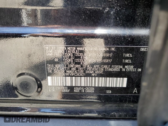 2023 Toyota RAV4 LE z VIN 2T3G1RFV9PC383821, wystawiony jako Copart lot #60561435 z przebiegiem 33 593 mil mil oraz Szkoda całkowita • Salvage title. Historia ofert i sprzedaży dostępna na DreamBid. Obrazek 14.