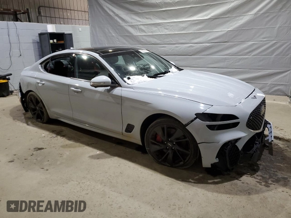 2022 Genesis G70 3.3T with VIN KMTG54TEXNU103314, listed as a Copart auction lot 50079415 with 46,603 mi miles and Salvage Title. Bid and sale history available at DreamBid. Image 4.