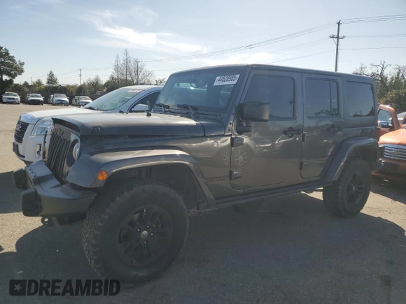 2017 Jeep Wrangler Unlimited Sahara with VIN 1C4BJWEG7HL618442, listed as a Copart auction lot 44628985 with 66,582 mi miles and Salvage Title. Bid and sale history available at carsss.com. Image 1.