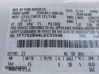 2020 Ford F-250 XL with VIN 1FT7X2B64LEC53546, listed as a IAAI auction lot 41414834 with 175,403 mi miles and . Bid and sale history available at DreamBid. Image 9.