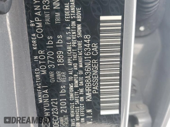 2022 Hyundai Venue SE with VIN KMHRB8A36NU163448, listed as a Copart auction lot 44604365 with 98,448 mi miles and Salvage Title. Bid and sale history available at DreamBid. Image 14.