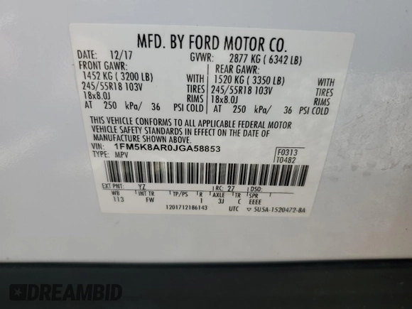 2018 Ford Police Interceptor Utility z VIN 1FM5K8AR0JGA58853, wystawiony jako Copart lot #56120995 z przebiegiem 79 960 mil mil oraz Tytuł czysty. Historia ofert i sprzedaży dostępna na DreamBid. Obrazek 13.