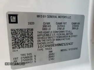 2021 Chevrolet Silverado 1500 Custom with VIN 1GCRWBEH9MZ122437, listed as a Copart auction lot 86158574 with 31,865 mi miles and Salvage Title. Bid and sale history available at DreamBid. Image 12.