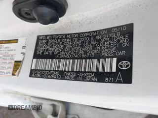 2010 Toyota Prius II with VIN JTDKN3DU7A0186713, listed as a IAAI auction lot 42139517 with 203,759 mi miles. Bid and sale history available at carsss.com. Image 9.