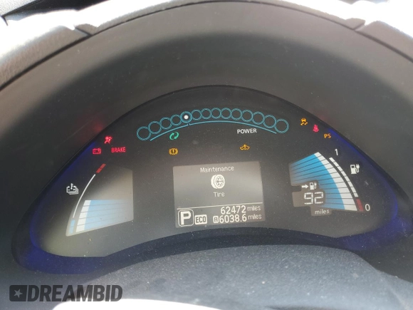 2017 Nissan LEAF SL with VIN 1N4BZ0CP2HC301666, listed as a Copart auction lot 68107843 with 62,472 mi miles. Bid and sale history available at carsss.com. Image 9.
