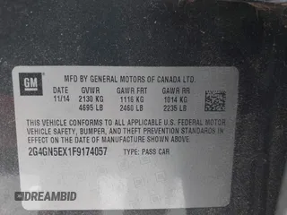 2015 Buick Regal Premium I with VIN 2G4GN5EX1F9174057, listed as a IAAI auction lot 42244235 with 114,920 mi miles and . Bid and sale history available at DreamBid. Image 9.