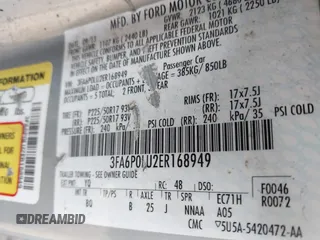 2014 Ford Fusion SE Hybrid with VIN 3FA6P0LU2ER168949, listed as a IAAI auction lot 40366468 with 188,802 mi miles. Bid and sale history available at carsss.com. Image 9.