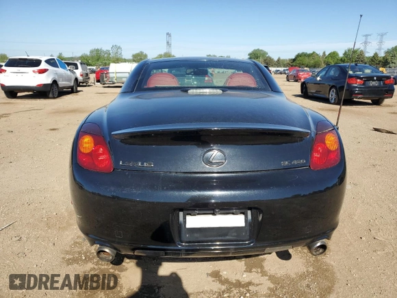 2005 Lexus SC 430 with VIN JTHFN48Y950061947, listed as a Copart auction lot 57050065 with 106,778 mi miles and Salvage title. Bid and sale history available at DreamBid. Image 6.