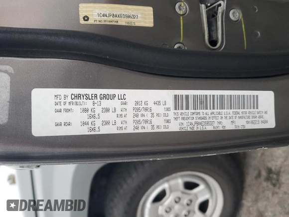 2014 Jeep Patriot Altitude with VIN 1C4NJPBAXED595327, listed as a Copart auction lot 53665005 with 134,771 mi miles and Salvage Title. Bid and sale history available at DreamBid. Image 15.
