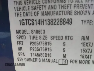 2003 GMC Sonoma SLS with VIN 1GTCS14H138228849, listed as a IAAI auction lot 41541363 with 217,969 mi miles. Bid and sale history available at carsss.com. Image 9.
