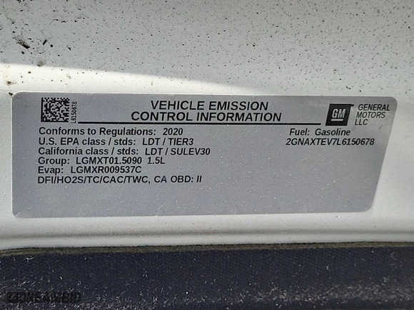 2020 Chevrolet Equinox LT with VIN 2GNAXTEV7L6150678, listed as a IAAI auction lot 42067932 with 81,204 mi miles. Bid and sale history available at carsss.com. Image 1.