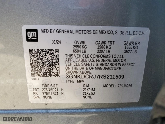 2024 Chevrolet Blazer EV eAWD RS with VIN 3GNKDCRJ7RS211509, listed as a Copart auction lot 69616794 with 6,576 mi miles and Salvage Title. Bid and sale history available at carsss.com. Image 14.