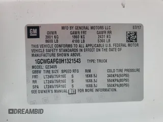 2017 Chevrolet Express Cargo z VIN 1GCWGAFG0H1321543, wystawiony jako Copart lot #56884035 z przebiegiem 125 311 mil mil oraz Szkoda całkowita • Salvage title. Historia ofert i sprzedaży dostępna na DreamBid. Obrazek 13.