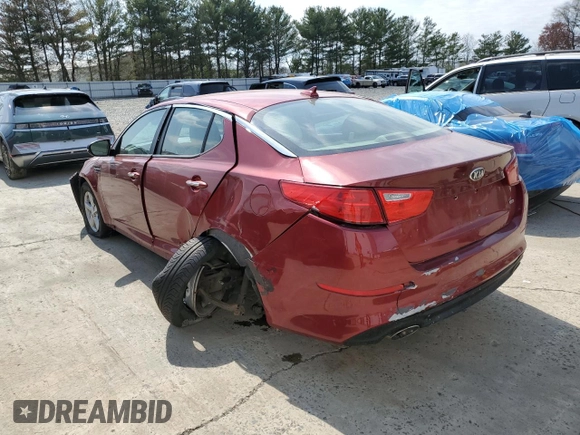 2014 Kia Optima LX with VIN 5XXGM4A75EG266643, listed as a Copart auction lot 52517575 with 109,282 mi miles and Salvage Title. Bid and sale history available at carsss.com. Image 2.