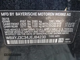 2018 BMW X2 sDrive28i z VIN WBXYJ3C34JEJ84230, wystawiony jako IAAI lot #42146469 z przebiegiem 53 369 mil mil oraz . Historia ofert i sprzedaży dostępna na DreamBid. Obrazek 9.