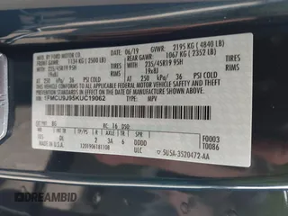 2019 Ford Escape Titanium with VIN 1FMCU9J95KUC19062, listed as a IAAI auction lot 42112188 with 26,100 mi miles. Bid and sale history available at carsss.com. Image 9.