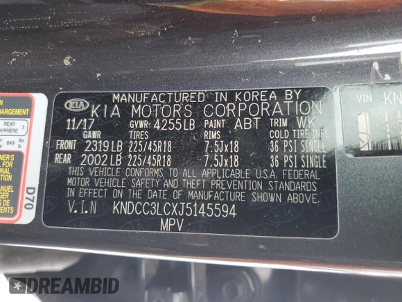 2018 Kia Niro EX with VIN KNDCC3LCXJ5145594, listed as a Copart auction lot 44328865 with 87,669 mi miles and Salvage Title. Bid and sale history available at carsss.com. Image 13.