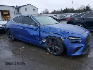 2022 Genesis G70 3.3T with VIN KMTG54TEXNU102485, listed as a Copart auction lot 79568824 with Not Provided miles and Salvage Title. Bid and sale history available at carsss.com. Image 4.