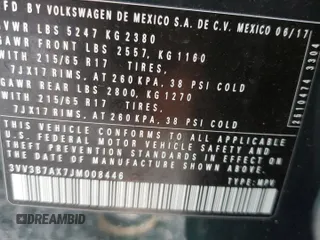 2018 Volkswagen Tiguan SEL с VIN 3VV3B7AX7JM008446, выставлен на аукционе Copart как лот 53435775 с пробегом 93 776 миль миль и Списание • Salvage title. История ставок и продаж доступна на DreamBid. Изображение 15.