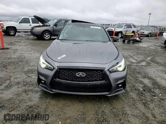 2020 Infiniti Q50 Red Sport 400 with VIN JN1FV7APXLM630723, listed as a Copart auction lot 86551714 with 45,596 mi miles and Salvage Title. Bid and sale history available at carsss.com. Image 10.