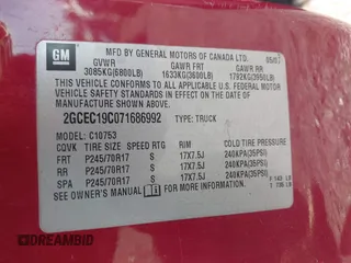 2007 Chevrolet Silverado 1500 LT w/1LT with VIN 2GCEC19C071686992, listed as a IAAI auction lot 41602817 with 395,297 mi miles. Bid and sale history available at carsss.com. Image 9.