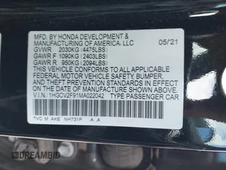 2021 Honda Accord Touring z VIN 1HGCV2F91MA022042, wystawiony jako IAAI lot #42301183 z przebiegiem 67 397 mil mil oraz . Historia ofert i sprzedaży dostępna na DreamBid. Obrazek 9.