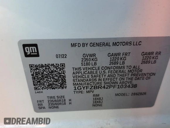 2023 Cadillac XT4 AWD Luxury with VIN 1GYFZBR42PF103438, listed as a Copart auction lot 80647064 with 18,182 mi miles and Salvage Title. Bid and sale history available at carsss.com. Image 14.