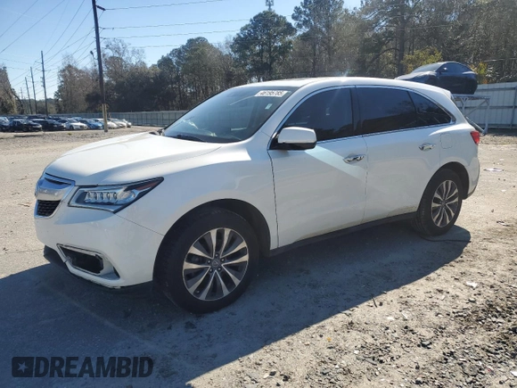 2015 Acura MDX Tech Pkg with VIN 5FRYD3H4XFB013234, listed as a Copart auction lot 46195785 with 156,628 mi miles and Salvage Title. Bid and sale history available at carsss.com. Image 1.