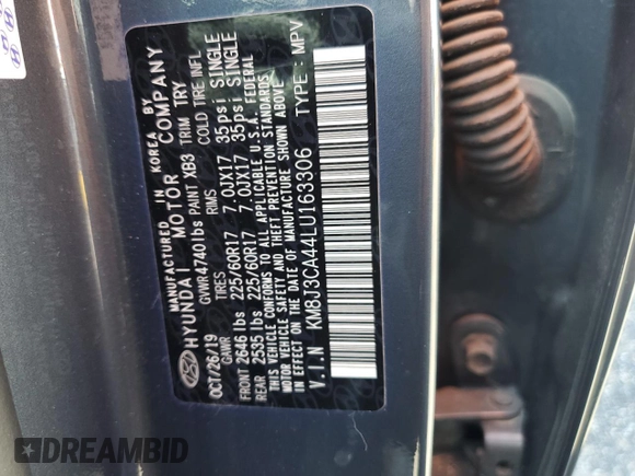 2020 Hyundai Tucson Value with VIN KM8J3CA44LU163306, listed as a Copart auction lot 55207675 with 107,447 mi miles and Non repairable. Bid and sale history available at DreamBid. Image 13.