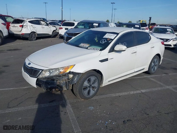 2013 Kia Optima Hybrid EX with VIN KNAGM4AD9D5056052, listed as a IAAI auction lot 41896471 with 176,579 mi miles. Bid and sale history available at carsss.com. Image 2.