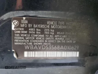 2008 BMW 3 Series 335xi with VIN WBAVD53568A010629, listed as a Copart auction lot 55350445 with 199,290 mi miles and Salvage title. Bid and sale history available at DreamBid. Image 13.