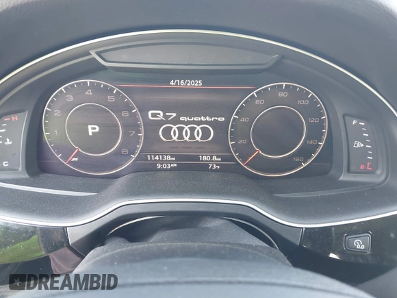2019 Audi Q7 Premium Plus with VIN WA1LAAF72KD046925, listed as a IAAI auction lot 42023865 with 114,138 mi miles and . Bid and sale history available at DreamBid. Image 16.