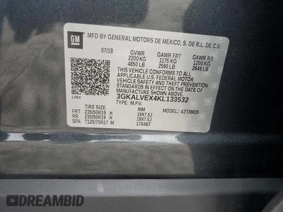 2019 GMC Terrain SLT with VIN 3GKALVEX4KL133532, listed as a Copart auction lot 73247974 with 78,766 mi miles and Salvage Title. Bid and sale history available at carsss.com. Image 13.