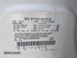 2024 Ford Maverick XL z VIN 3FTTW8A3XRRB20467, wystawiony jako IAAI lot #42069783 z przebiegiem 14 321 mil mil oraz . Historia ofert i sprzedaży dostępna na DreamBid. Obrazek 9.