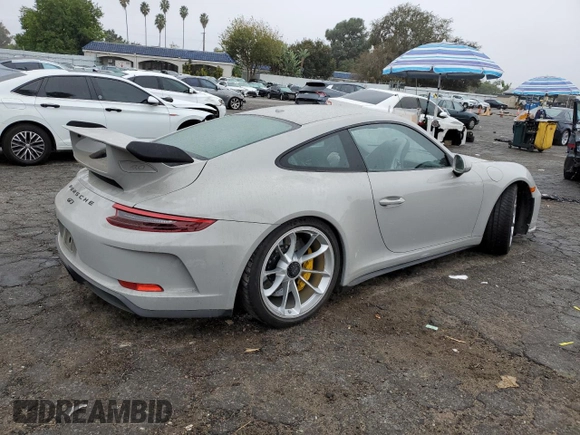 2018 Porsche 911 GT3 with VIN WP0AC2A91JS175089, listed as a Copart auction lot 81383754 with 15,702 mi miles and Salvage Title. Bid and sale history available at DreamBid. Image 3.