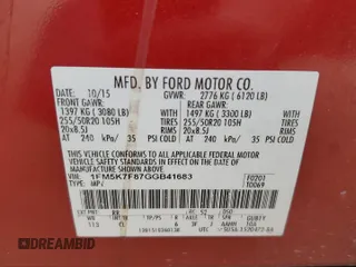 2016 Ford Explorer Limited with VIN 1FM5K7F87GGB41683, listed as a Copart auction lot 52036405 with 95,414 mi miles and Clean Title. Bid and sale history available at DreamBid. Image 13.
