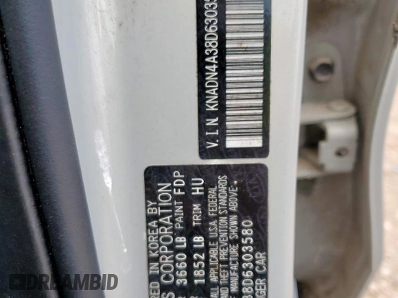 2013 Kia Rio EX with VIN KNADN4A38D6303580, listed as a Copart auction lot 63126825 with 103,675 mi miles and Salvage title. Bid and sale history available at DreamBid. Image 13.