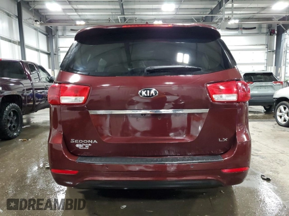 2016 Kia Sedona LX with VIN KNDMB5C17G6112900, listed as a Copart auction lot 66140554 with 208,132 mi miles and Salvage Title. Bid and sale history available at carsss.com. Image 6.