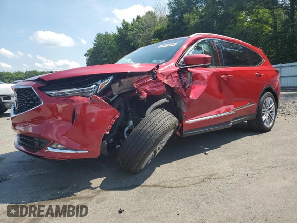 2022 Acura MDX w/Advance Package with VIN 5J8YE1H89NL022350, listed as a Copart auction lot 63437354 with 22,895 mi miles and Salvage Title. Bid and sale history available at carsss.com. Image 1.