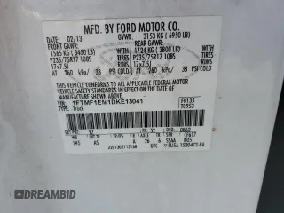 2013 Ford F-150 XL with VIN 1FTMF1EM1DKE13041, listed as a Copart auction lot 60404385 with 216,954 mi miles and Clean title. Bid and sale history available at DreamBid. Image 12.